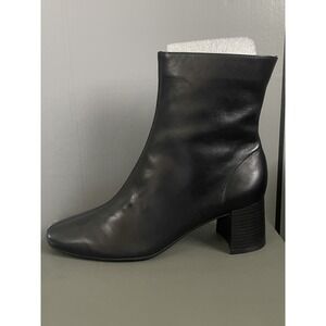 Arezzo Boots Womens Size 11 Black Leather Bota Salto Medio Ankle Heel Booties
